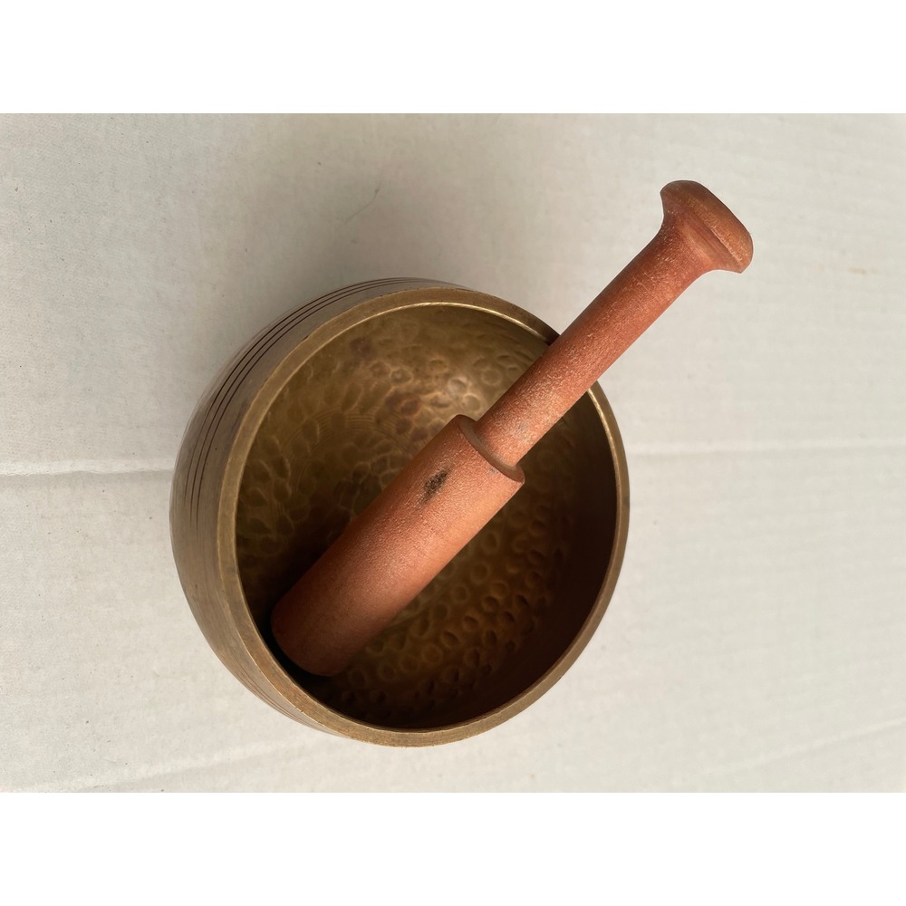 Tibetan Singing Bowl Meditation Brass Buddhism Yoga Brass Wooden Mallet Set